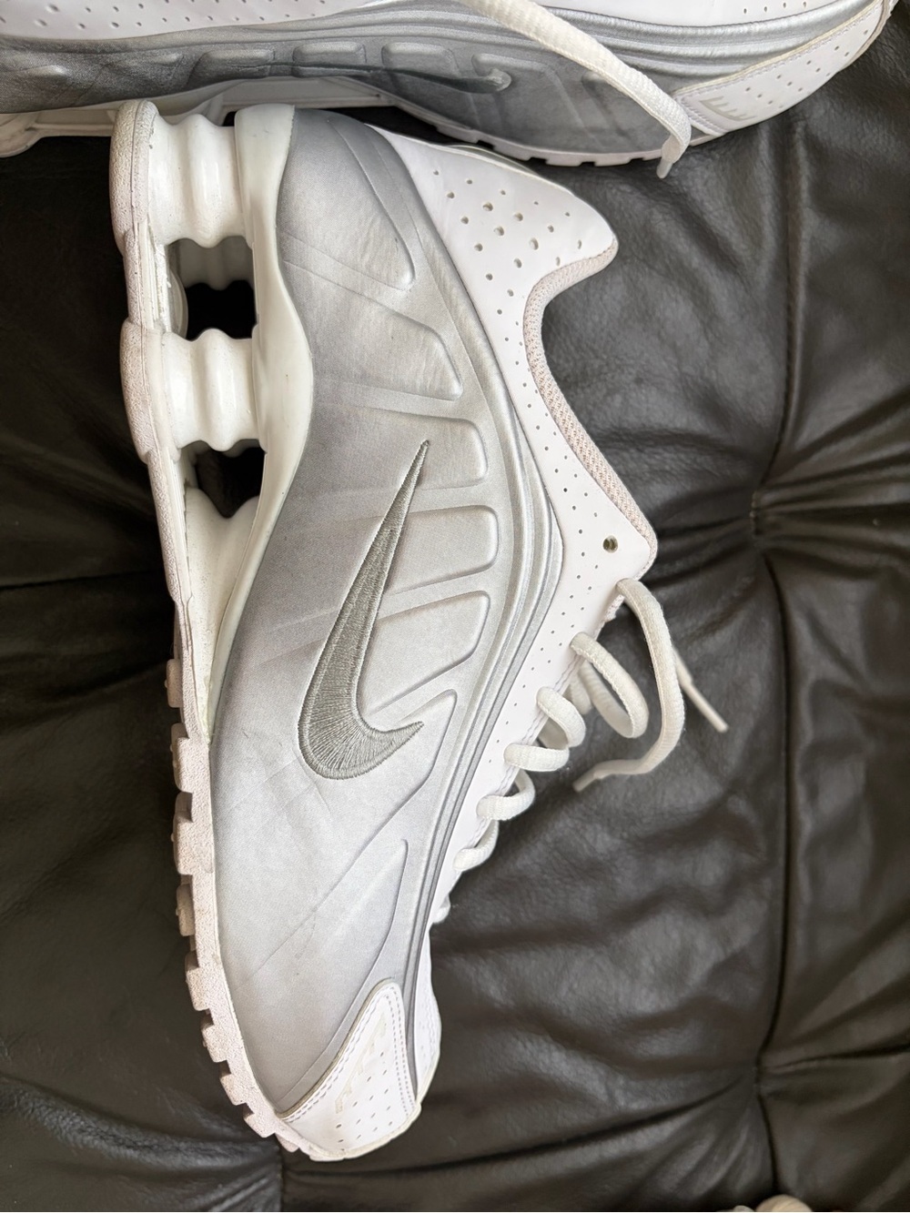 Nike Women’s White and Silver Athletic Running Shoes